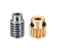 QUARKZMAN Jeu Vis Sans Fin 15T Module 1 Taux Réduction 15:1, Rotation Droite Boîte Transmission Roue Réductrice Pièce Transmission (Engrenage Laiton-Alésage 6mm, Tige Acier #45 Alésage 8mm)