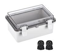 QUARKZMAN Jonction Boîte Électrique Boîtier IP67 Étanche ABS Plastique avec Charnière Couvercle, Montage Plaque, Mur Supports, Câble Glandes 5,9 x 3,9 x 2,8 Pouce