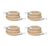 QUARKZMAN Jute Stanchion Rope 4ft x 1.3 Inch Safety Queue Braided Jute Ropes With Snap Hooks, Crowd Control Line Barrier Pour Movie Theaters Grand Openings Hotel Celebration 4Pcs
