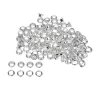 QUARKZMAN Kit de 100 Œillets Métalliques de 6 mm Avec Trou de 1/5" Pour Chaussures, Vêtements, Ceintures, Sacs, Projets Diy, Ton Argenté