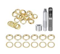 QUARKZMAN Kit de 20 Œillets en Cuivre de 14 mm avec Outil de Pose d'Œillets et Poinçon Creux, pour Vêtements en Cuir, Tissu et Ceintures, Couleur Or