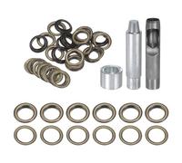 QUARKZMAN Kit de 20 Œillets en Cuivre de 17 mm avec Outil de Pose d'Œillets et Poinçon Creux, pour Vêtements en Cuir, Tissu et Ceintures, Couleur Bronze