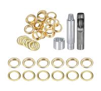 QUARKZMAN Kit de 20 Œillets en Cuivre de 17 mm avec Outil de Pose d'Œillets et Poinçon Creux, pour Vêtements en Cuir, Tissu et Ceintures, Couleur Or