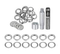 QUARKZMAN Kit de 20 Œillets en Cuivre de 17 mm avec Outil de Pose et Poinçon Creux, pour Vêtements en Cuir, Tissu et Ceintures, Couleur Argentée