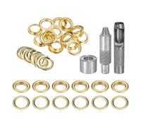 QUARKZMAN Kit de 20 Œillets en Cuivre de 18 mm avec Outil de Pose d'Œillets et Poinçon Creux, pour Vêtements en Cuir, Tissu et Ceintures, Couleur Or