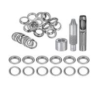 QUARKZMAN Kit de 20 Œillets en Cuivre de 18 mm avec Outil de Pose d'Œillets et Poinçon Creux, pour Vêtements en Cuir, Tissu et Ceintures, Couleur Argentée