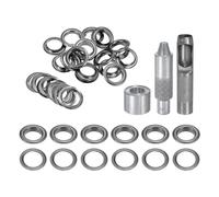 QUARKZMAN Kit de 20 Œillets en Cuivre de 18 mm avec Outil de Pose d'Œillets et Poinçon Creux, pour Vêtements en Cuir, Tissu et Ceintures, Couleur Noire