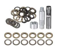 QUARKZMAN Kit de 20 Œillets en Cuivre de 20 mm avec Outil de Pose d'Œillets et Poinçon Creux, pour Vêtements en Cuir, Tissu et Ceintures, Couleur Bronze