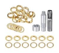 QUARKZMAN Kit de 20 Œillets en Cuivre de 20 mm avec Outil de Pose d'Œillets et Poinçon Creux, pour Vêtements en Cuir, Tissu et Ceintures, Couleur Or