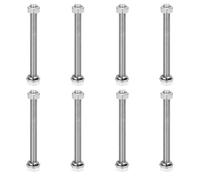 QUARKZMAN Kit de 8 vis, boulons, écrous, rondelles plates et frein M6 x 70 mm en acier inoxydable 304 à tête hexagonale, entièrement filetées, finition brillante, pour la maison