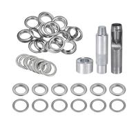QUARKZMAN Kit de Œillets en Cuivre de 20mm Argenté 20Ensemble | avec Outil de Pose d'Œillets et Poinçon Creux, pour Vêtements en Cuir, Tissu et Ceintures