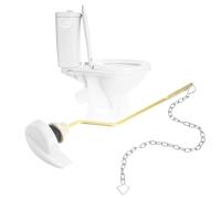 QUARKZMAN Kit De Poignée De Toilette, Poignée De Toilette En Alliage De Zinc Avec Chaînes En Acier Inoxydable, Levier De Chasse D'eau Universel Pour Toilettes À Montage Latéral, Blanc