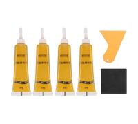 QUARKZMAN Kit de réparation de bois 4 Pièces Jaune Terre | Calfeutrage de retouche, avec grattoir et papier de verre, pour réparer et retoucher rayures, trous, fissures