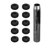 QUARKZMAN Kit d'Outils pour Œillets 11 Pièces, Ensemble d'Œillets 12 mm, Perforateur Rond, Pince à Œillets, Œillets en Plastique, Disques à Œillets en Plastique, Voiles d'Ombrage, Noir