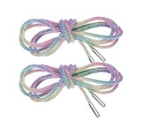 QUARKZMAN Lacets de Chaussures en Strass, Longueur de 55", en Cristal Scintillant, Cordons de Serrage en Diamant avec Filet de Remplacement pour Baskets, Multicolores, Lot de 2