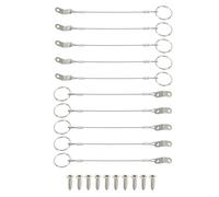 QUARKZMAN Lanyard Cable Safety Tether Wire 6 Inch 316 Acier Inoxydable Quick Release Pin Lanyard Pour Loss Prevention One Loop With Quick Release Ring (Silver, Pack Of 10)