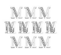 QUARKZMAN Letter Charm, 20Pcs 8mm - Charm Pendant Alphabet Slide Chrome, Lettres en Demi-Strass Cristal, Pour Faire Des Bracelets En Cuir DIY (Lettre M)