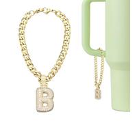 QUARKZMAN Letter Charm Pour Stanley Tumbler Cup, Bubble Cute Initial B Letter Charm Accessories Name ID With Glitter Rhinestone Pour Tumblers Or Other Water Cups With Handle Pour Women, Gold