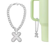 QUARKZMAN Letter Charm Pour Stanley Tumbler Cup, Bubble Cute Initial x Letter Charm Accessories Name ID With Glitter Rhinestone Pour Tumblers Or Other Water Cups With Handle Pour Women,