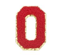 QUARKZMAN Letter Iron-on Patches 2.2" Chenille Letter-O Initial Patches Red | Golden Edge Alphabet Embroidery Applique, With Adhesive Sticker Pour Clothing Repair Decor