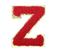QUARKZMAN Letter Iron-on Patches, 2.2" Chenille Letter-Z Initial Patches Golden Edge Alphabet Embroidery Applique with Adhesive Sticker pour Clothing Repair Decor, Red