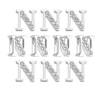QUARKZMAN Lettre Charm, 20Pcs 8mm - Pendentif Glissant Alphabet Chrome, Lettres Demi-Strass, Pour Faire Des Bracelets En Cuir DIY (Lettre N)