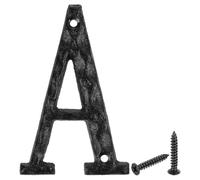 QUARKZMAN Lettres de Maison en Fonte - Lettre A, 140mm Lettre Murale Extérieures avec 2 Vis pour Maison Rue Bureau Panneau Jardin Décoration Debout Nom de Magasin Appartement, Noir