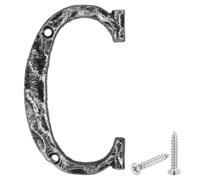 QUARKZMAN Lettres de Maison en Fonte - Lettre C, 140mm Lettre Murale Extérieures avec 2 Vis pour Maison Rue Bureau Panneau Jardin Décoration Debout Nom de Magasin Appartement, Noir Argent