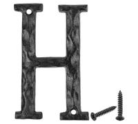 QUARKZMAN Lettres de Maison en Fonte - Lettre H, 140mm Lettre Murale Extérieures avec 2 Vis pour Maison Rue Bureau Panneau Jardin Décoration Debout Nom de Magasin Appartement, Noir