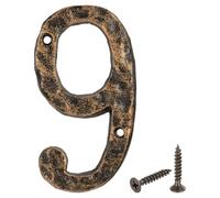 QUARKZMAN Lettres de Maison en Fonte - Nombre 9, 140mm Lettre Murale Extérieures avec 2 Vis pour Maison Rue Bureau Panneau Jardin Décoration Debout Nom de Magasin Appartement, Or Noir