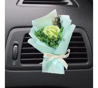 QUARKZMAN Light Green Petit Bouquet De Fleurs Parfumé Pour Voiture, Mini Bouquet Décoratif De Roses Avec Diffuseur D'senteur Pour Femmes, Décoration De Parfum D'air Automobile, Style 4
