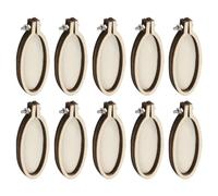 QUARKZMAN Lot de 10 Mini Cercles à Broder 2" x 0,87" Idéal | Petits Cercles Ovales en Bois pour pointe de Croix Vertical, pour Pendentif Porte-Clés et Cadre D'Exposition DIY