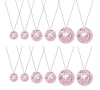 QUARKZMAN Lot De 12 Collier Boule Disco Miroir 1.2"/1.5"/2" Collier Rose | Fête Disco Années 70, Pour Costume Jeu Fournitures Danse Anniversaires Fêtes gemmes Accessoires