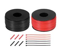 QUARKZMAN Lot de 2 Bobines de Fil Électrique en Silicone Calibre 26 Awg, Câble Électrique en Cuivre de 45,7 M/150 Pi avec Gaine Thermorétractable Et Serre-Câbles Rouge Et Noir