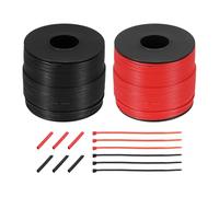 QUARKZMAN Lot de 2 Bobines de Fil Électrique en Silicone Rouge Et Noir | 26 Awg, Câble Électrique en Cuivre de 4 M 300 Pi avec Gaine Thermorétractable Et Attaches de Câble, Calibre 26