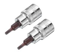 QUARKZMAN Lot de 2" Pièces Embout Torx T15 de 3/8" Douilles en Acier CR-V | avec Douille Bits en Acier S2, de 2" de Longueur, pour Utilisation Manuelle Uniquement