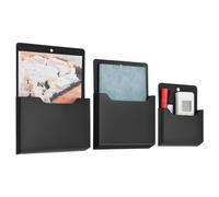 QUARKZMAN Lot de 3 Porte-Documents Magnétiques, Organiseur Mural Magnétique de Taille Lettre pour Magazines, Courrier, Papier, Lettres, Fournitures de Bureau (Noir, Différentes Tailles)