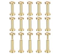 QUARKZMAN Lot de 30 Vis Chicago en Laiton 12X6mm à Tête Plate | avec Clou à Vis pour la Reliure Artisanale en Cuir