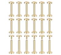 QUARKZMAN Lot de 30 Vis Chicago en Laiton, 25X10mm, à Tête Plate, avec Clou à Vis pour la Reliure et la Création Artisanale en Cuir
