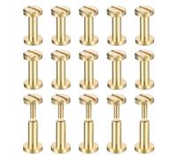 QUARKZMAN Lot de 30 Vis Chicago en Laiton, 8X6mm, à Tête Plate, avec Clou à Vis pour la Reliure Artisanale en Cuir DIY Ceinture Sangle