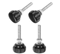 QUARKZMAN Lot de 4 Boutons Moletés à Vis M6 x 35 mm Avec Écrous et Rondelles, Bouton de Serrage à Tête Plastique de 25 mm, Vis à Main, Noir