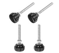 QUARKZMAN Lot de 4 Boutons Moletés à Vis M6 x 50 mm Avec Écrous et Rondelles, Poignée de Bouton de Serrage de 25 mm Avec Tête en Plastique, Vis à Main, Noir