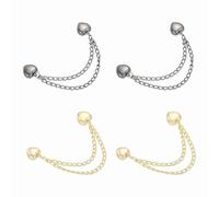 QUARKZMAN Lot de 4 Pinces à Vêtements Magnétiques pour Hijab Or/Noir | En Forme de Cœur avec Chaîne, pour Vêtements Foulards et Pantalons, Broches