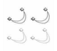 QUARKZMAN Lot de 4 Pinces Magnétiques pour Vêtements, Pinces Carrées avec Chaîne, Aimants pour Hijab, Foulards, Pantalons, Broches, Argent/Noir