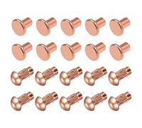 QUARKZMAN Lot de 400 Solides Rivets M3 Métrique Cuivre 6mm Rond Tête Rivets | Moleté Tige, 4mm Plat Tête Rivets Fixations