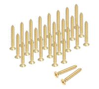 QUARKZMAN Lot De 58 Vis À Bois En Laiton M3 x 20mm Ton Or | À Tête Plate Phillips, Vis À Bois Auto-Taraudeuses En Laiton Pour Charnières De Porte