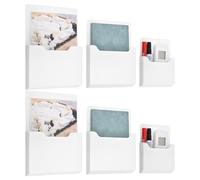 QUARKZMAN Lot de 6 Porte-Documents Magnétiques, Organiseur Mural Magnétique de Taille Lettre pour Magazines, Courrier, Papier, Lettres, Fournitures de Bureau (Blanc, Plusieurs Tailles)
