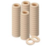 QUARKZMAN Lot de 80 anneaux en bois naturel, 25 mm/1 pouce, cercles en macramé lisses non finis, pour travaux manuels, projets de bricolage, fabrication de macramé (épaisseur : 6 mm)