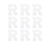 QUARKZMAN Lot de 9 Lettres R Patchs Blancs 4,7 cm/1,85 pouce | Lettres R Patch à Coudre Brodées Thermocollantes, Processus de Fusion à Chaud pour Réparation de Vêtements Sac à Dos Jean