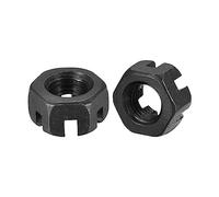 QUARKZMAN M10x1,25mm Écrou Hexagonal Fendu, Écrous Hexagonaux en Acier au Carbone de Qualité 4,8, Noir, 12 Pièces